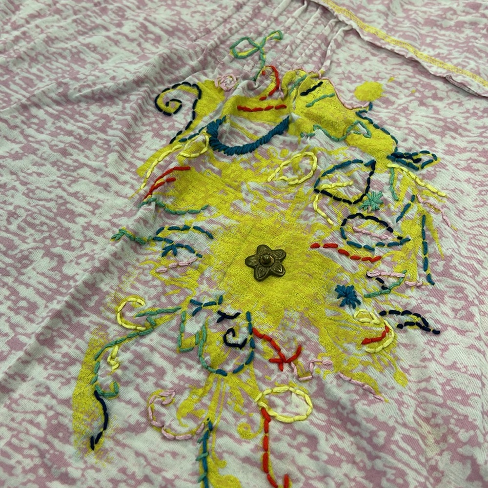 Hand Embroidered Pink Tank Top-M - Picture 3 of 16
